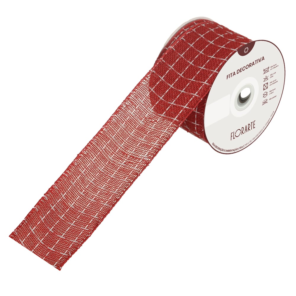 FITA ARAMADA TECIDO XADREZ (VERMELHO BRANCO) 6,3cmX9,14m