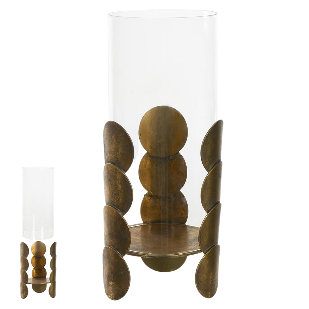 PORTA VELAS DECOR METAL (DOURADO) 31X13cm