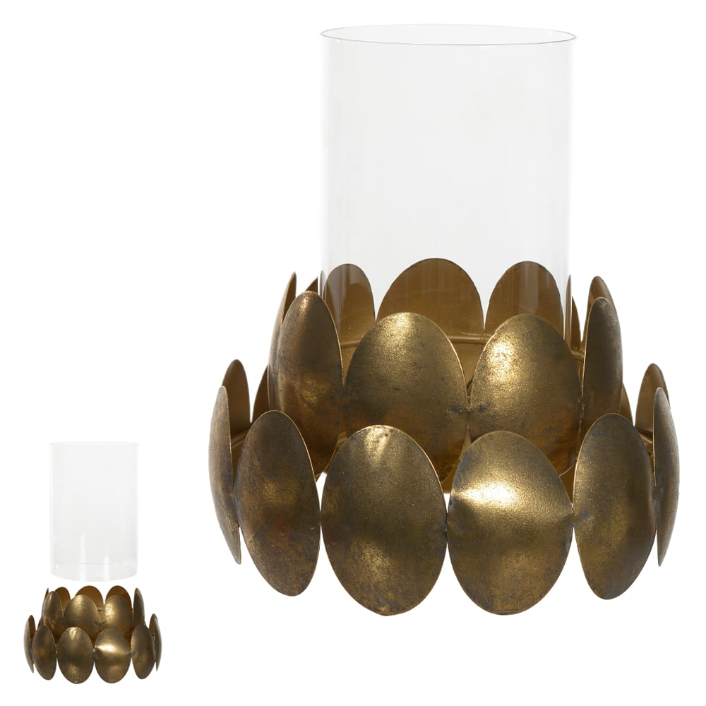PORTA VELAS DECOR METAL (DOURADO) 24,4X22,5cm
