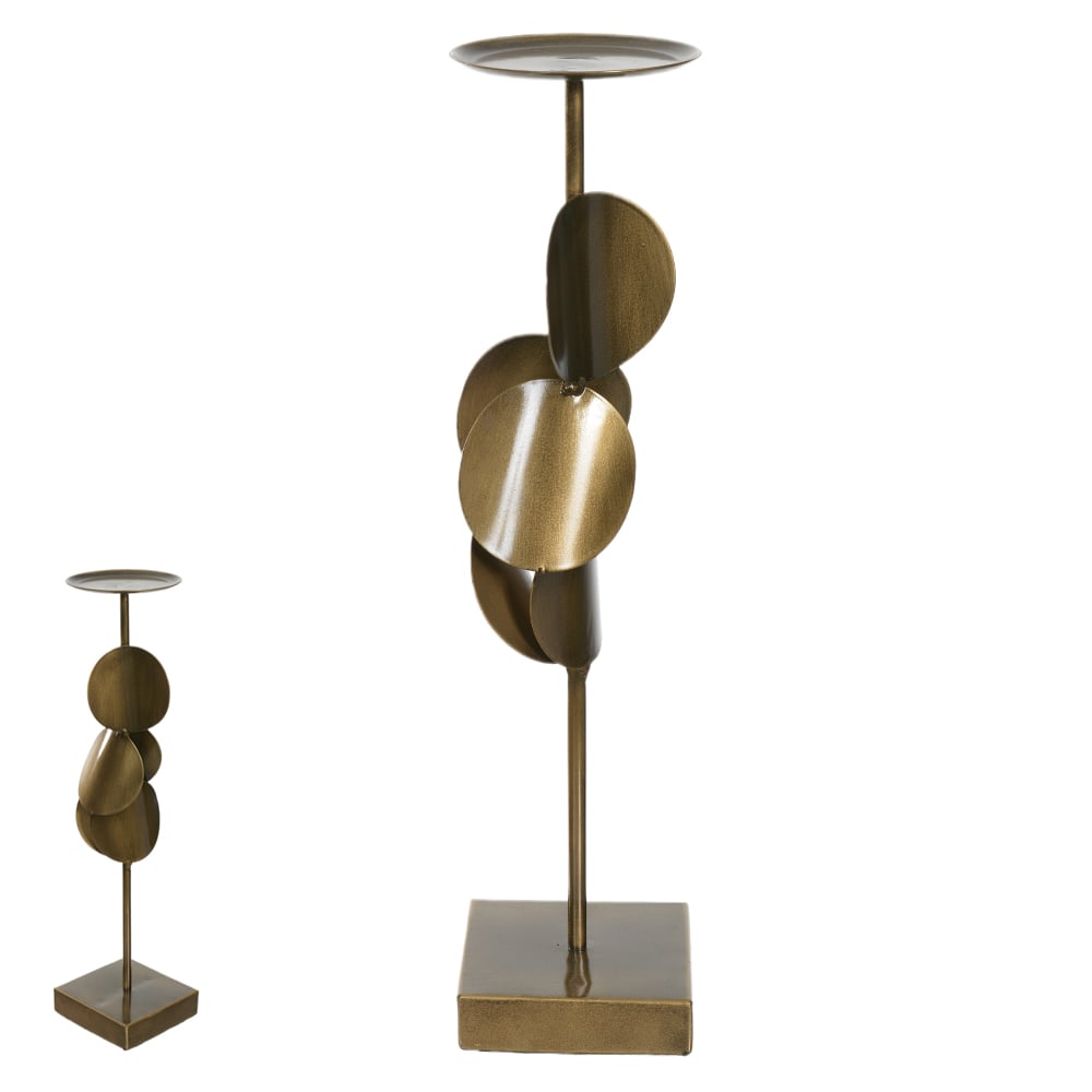 PORTA VELAS DECOR METAL (DOURADO) 42,5X10,2cm