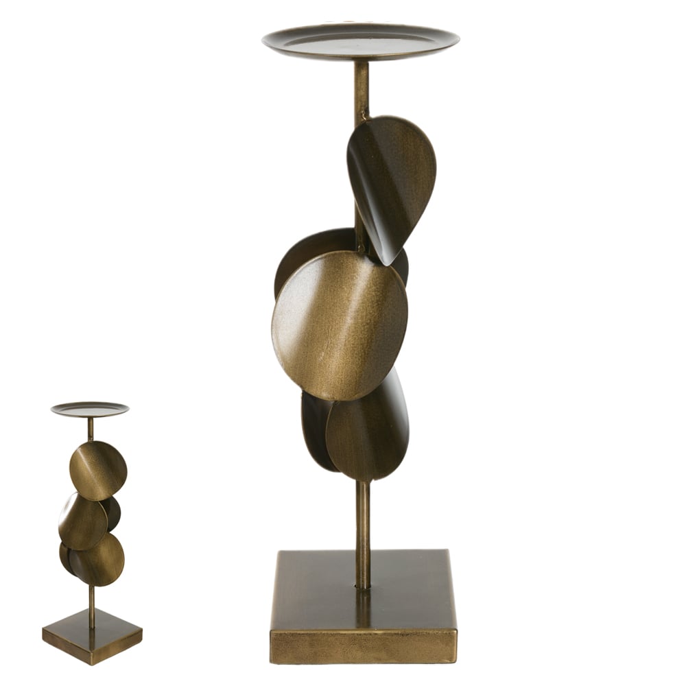 PORTA VELAS DECOR METAL (DOURADO) 33X10cm
