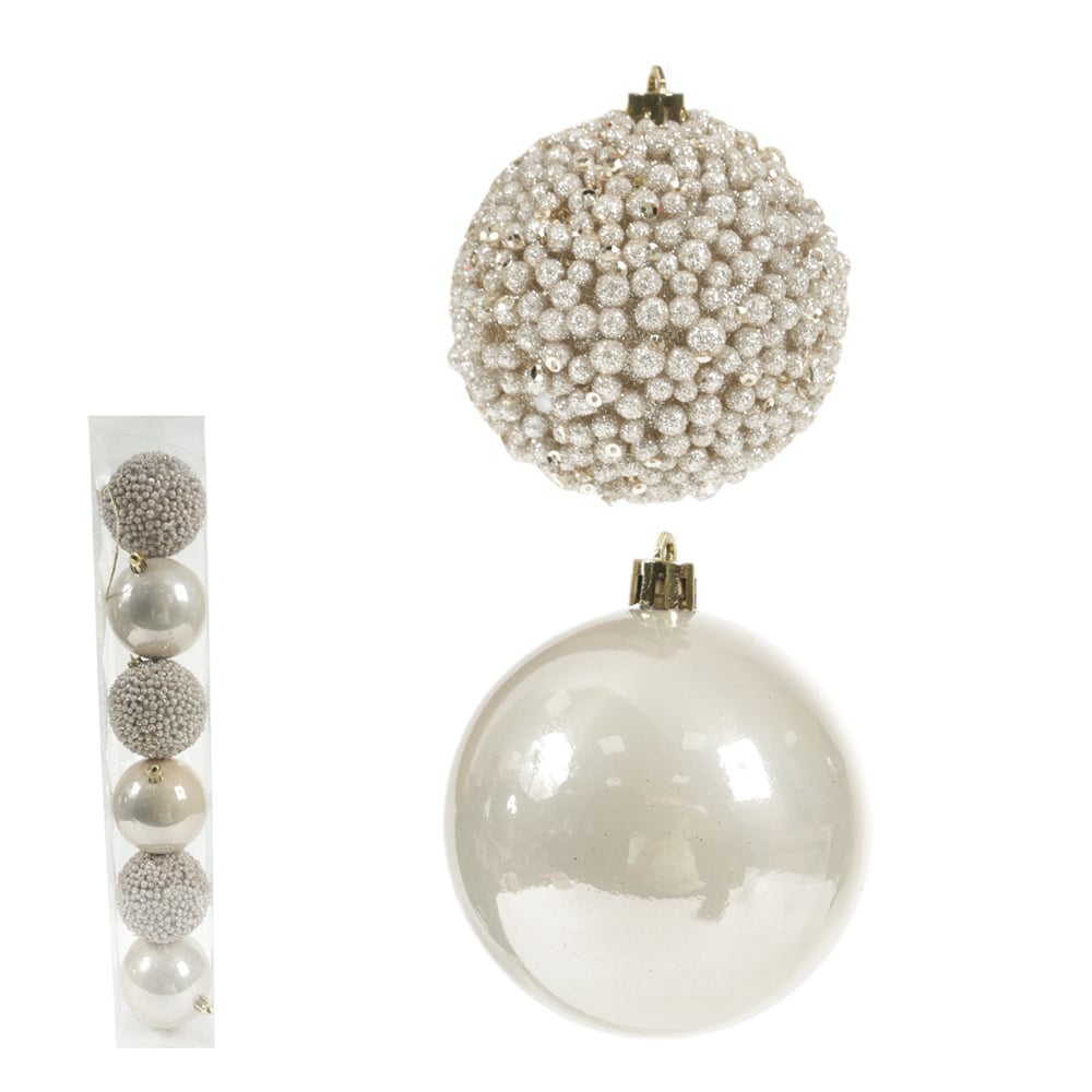 BOLAS DECORADAS C/6 UND PVC (CHAMPANHE) 8D
