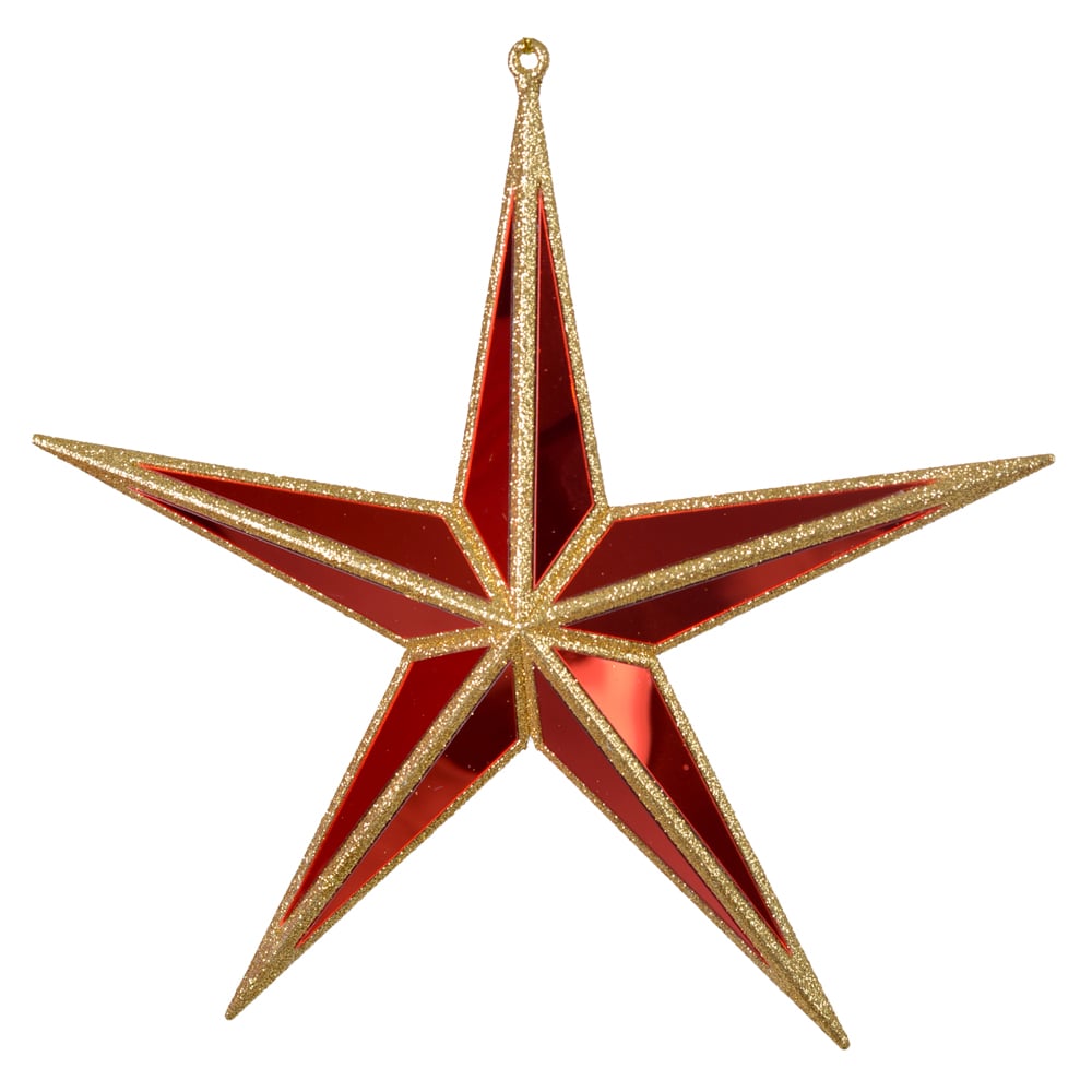 ENFEITE NATAL ESTRELA (VERMELHO DOURADO) 26,5X27cm