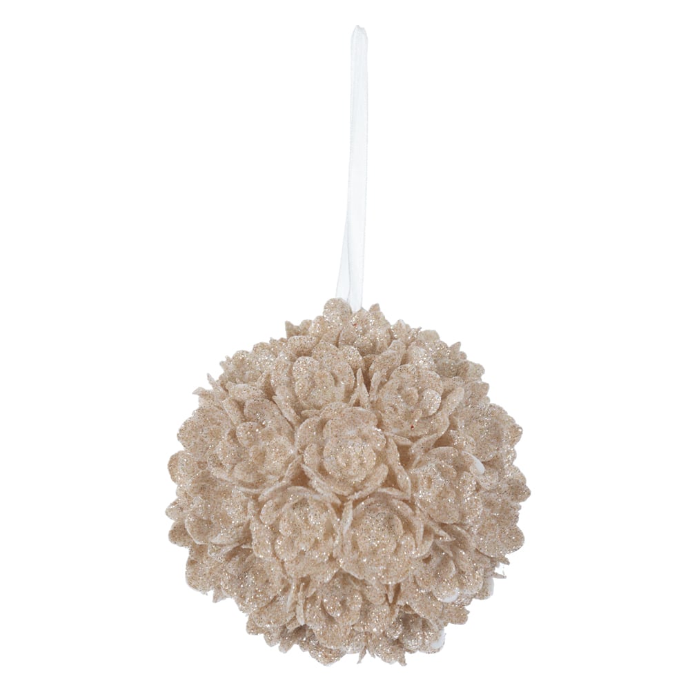 BOLA DECORADA NATAL (PEROLA) 10cm