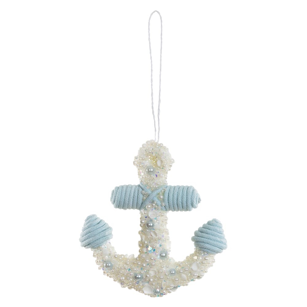 ENFEITE NATAL ANCORA (CREME) 16X15X3,5cm