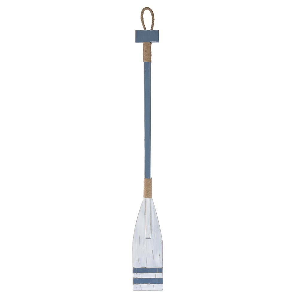 ESCULTURA DECORATIVA MADEIRA REMO (AZUL BRANCO) 1,22mX13X4cm
