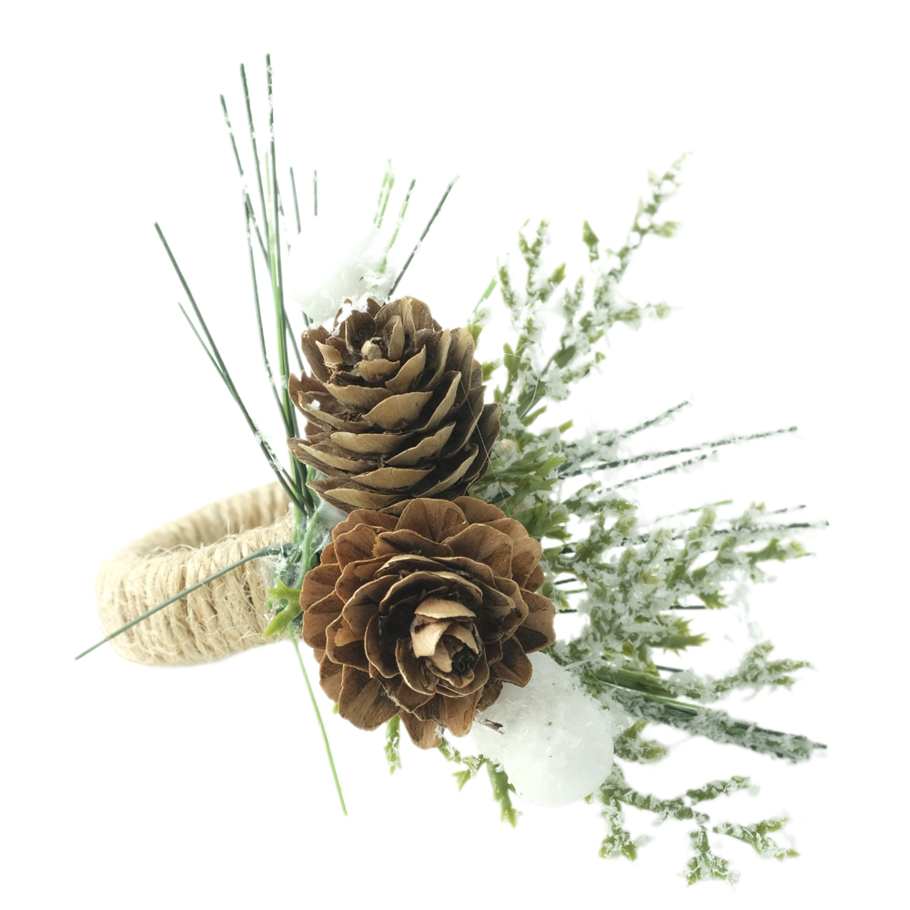 NATAL PORTA GUARDANAPO BERRY E PINHA (BEGE BRANCO) 5cm