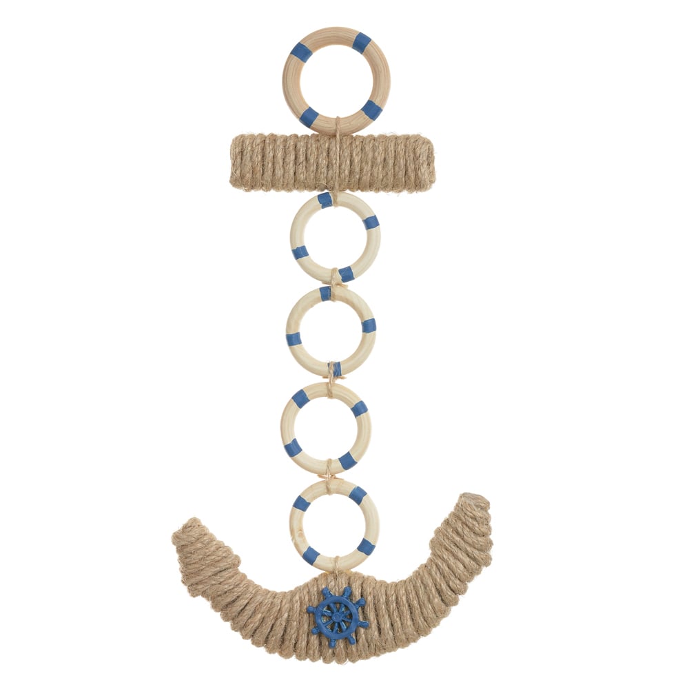 ENFEITE NATAL ANCORA (BEGE AZUL BRANCO) 34X17,5cm