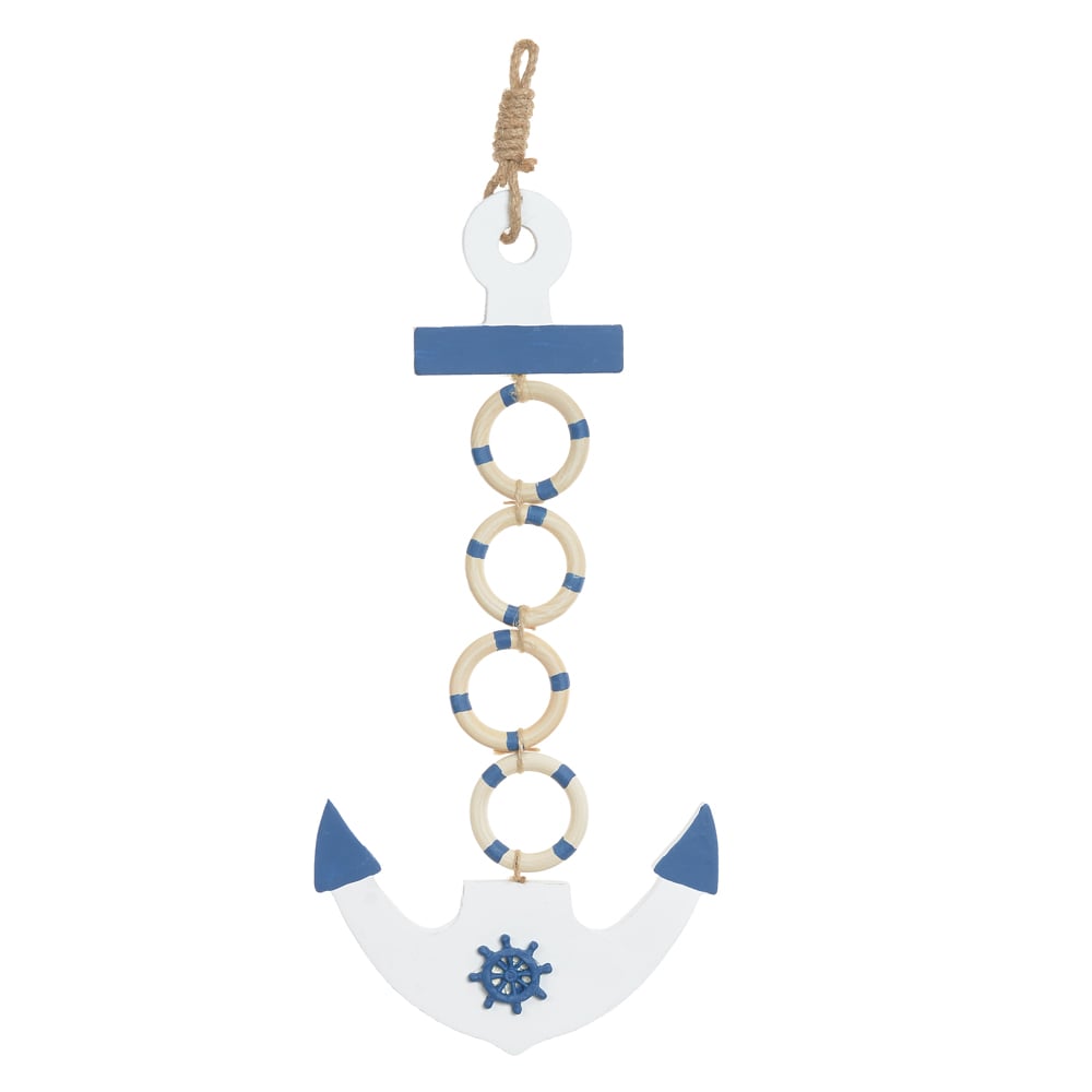 ENFEITE NATAL ANCORA (BRANCO AZUL) 41X16,5cm
