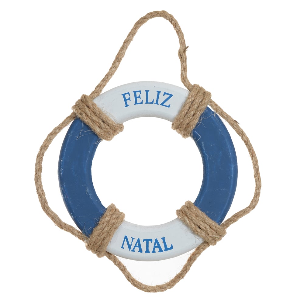 ENFEITE NATAL BOIA PENDURAR (AZUL BRANCO) 12X12cm