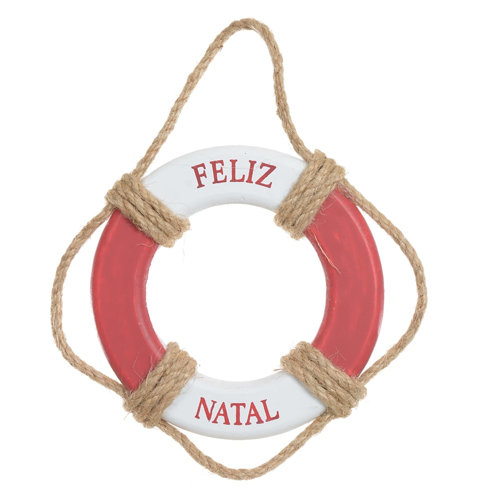 ENFEITE NATAL BOIA PENDURAR (VERMELHO BRANCO) 12X12cm