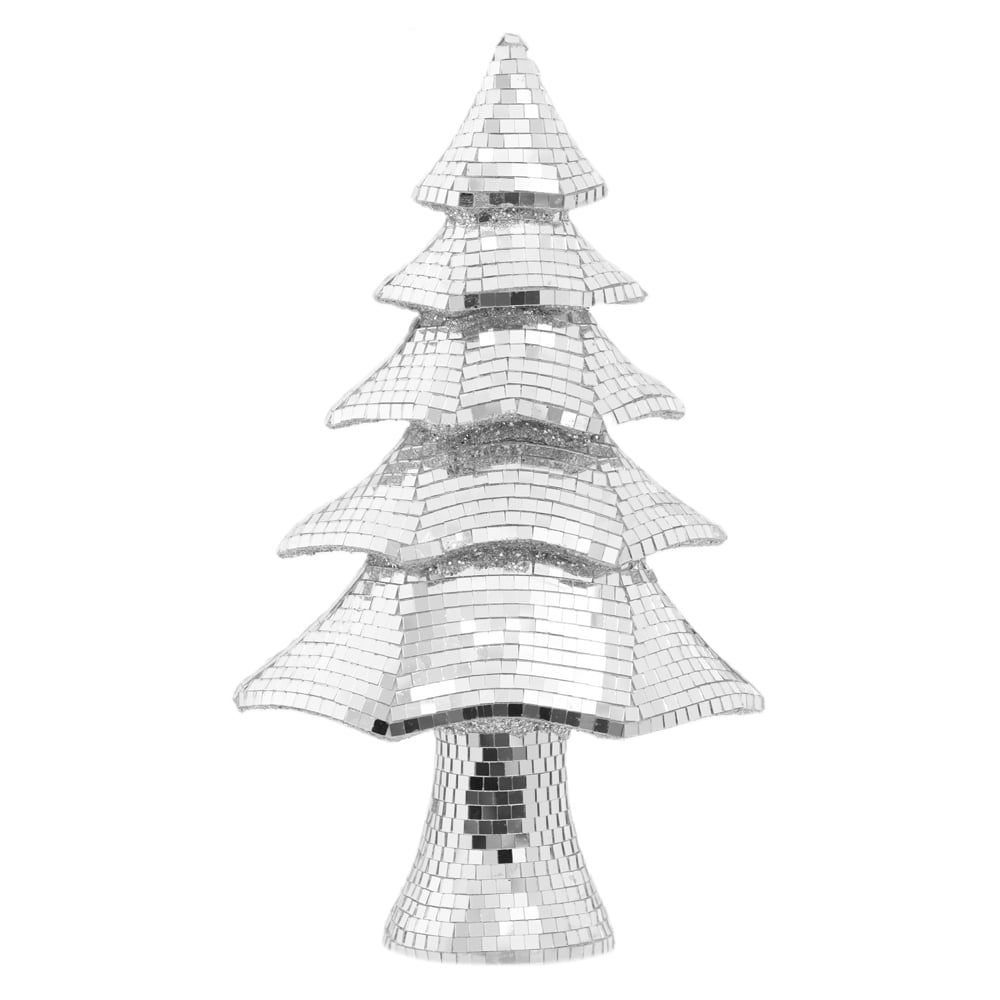 ARVORE  DECORATIVA ESPELHADA 32cm (PRATA)