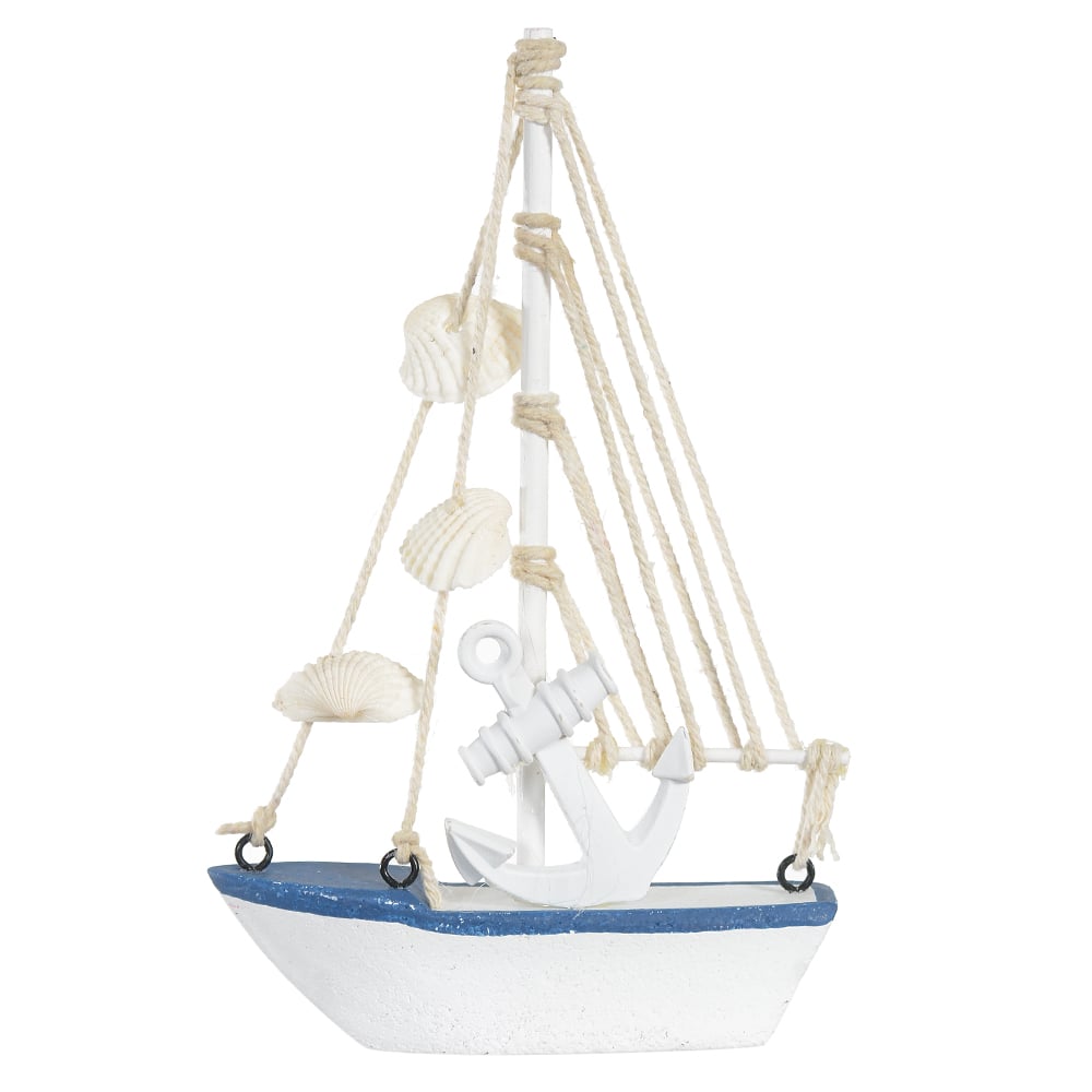 ENFEITE NATAL BARCO (BRANCO AZUL) 17X11,5cm