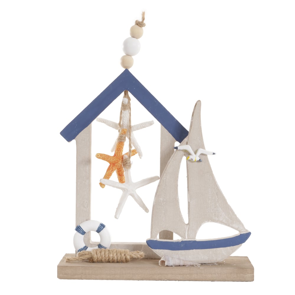 ENFEITE NATAL BARCO (BRANCO AZUL) 17X11,5cm