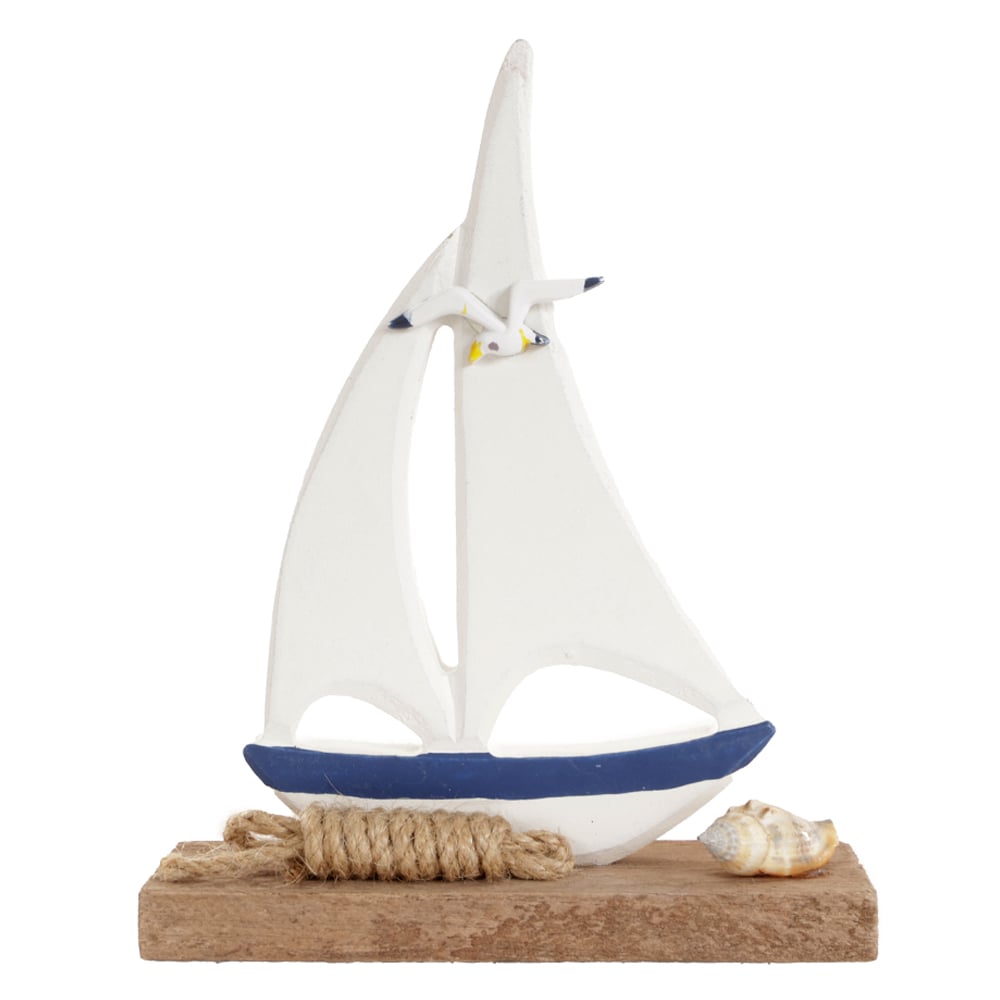 ENFEITE NATAL BARCO (BRANCO AZUL) 18X14cm
