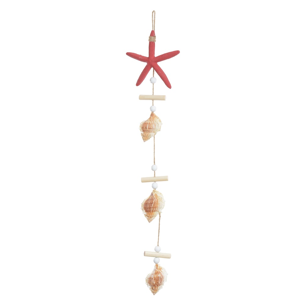 ENFEITE NATAL ESTRELA PENDURAR (BEGE VERMELHO) 62X13cm