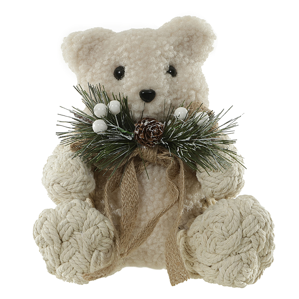 URSO NATAL SENTADO (BEGE) 18X16cm