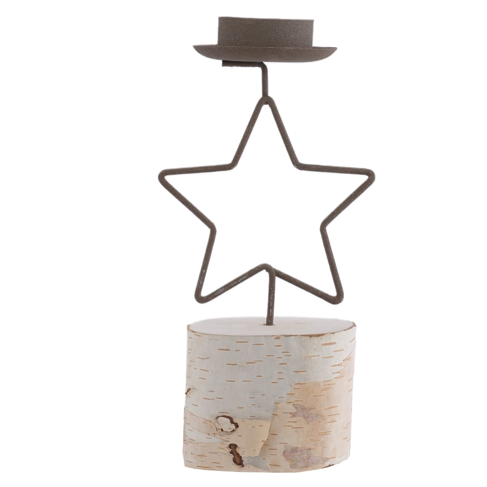 PORTA VELA  DECORATIVO ESTRELA 19X10cm (BEGE)