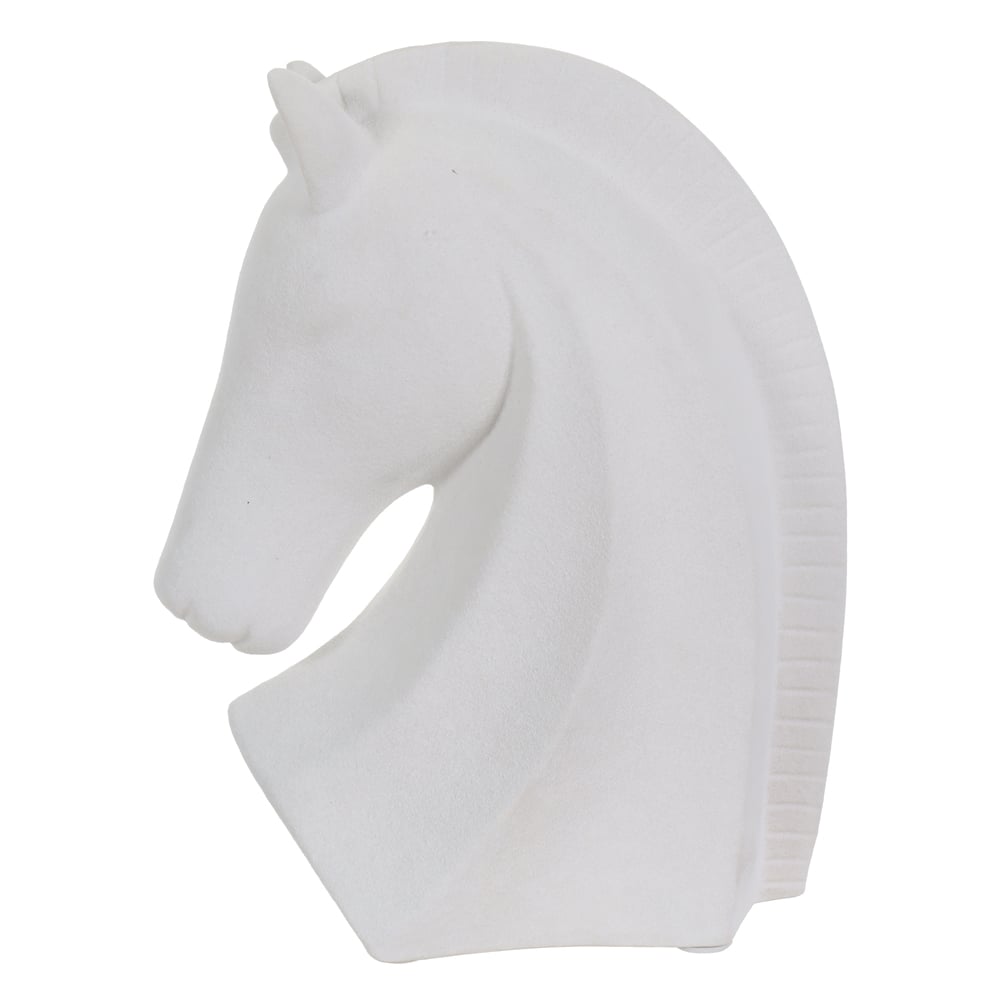 ESCULTURA DECORATIVA CERAMICA CAVALO TEXTURIZADA (OFF WHITE) 30X24X14cm