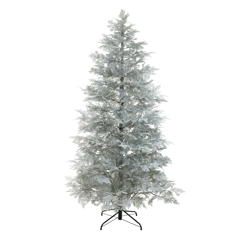 A.ARVORE NATAL NEW ORLEANS NEVADO 698 TIPS C/BASE METAL (BRANCO) 2,1m