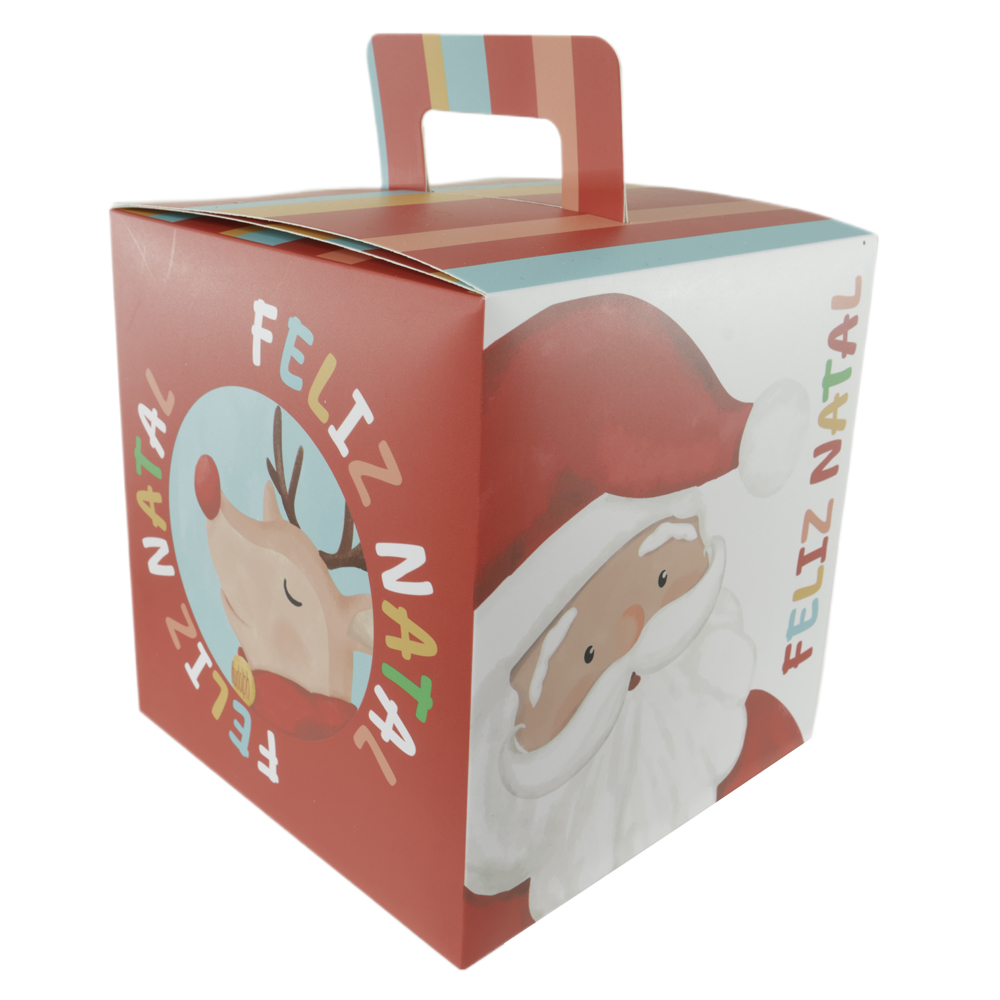 CAIXA PANETONE G NOEL AQUARELADO (VERMELHO AZUL) 22X16,1X16,1cm