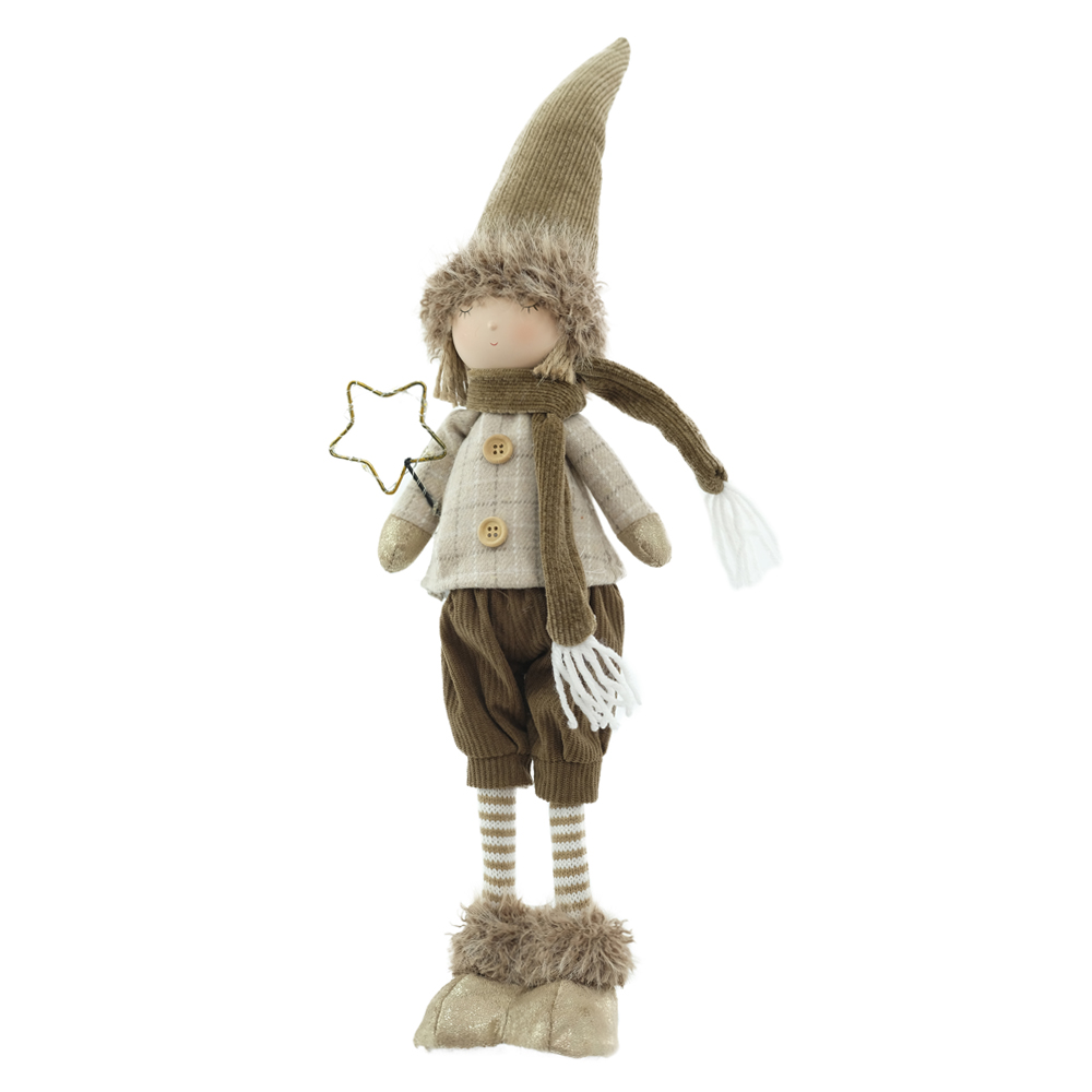 BONECO NATAL MENINO C/LED (BEGE) 55X14cm