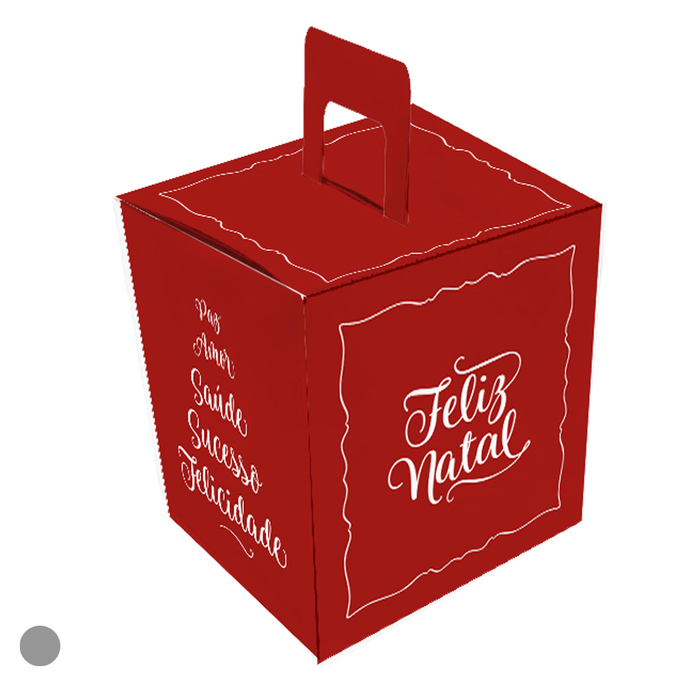 CAIXA PANETONE G PALAVRAS (VERMELHO) 22X16,1X16,1cm