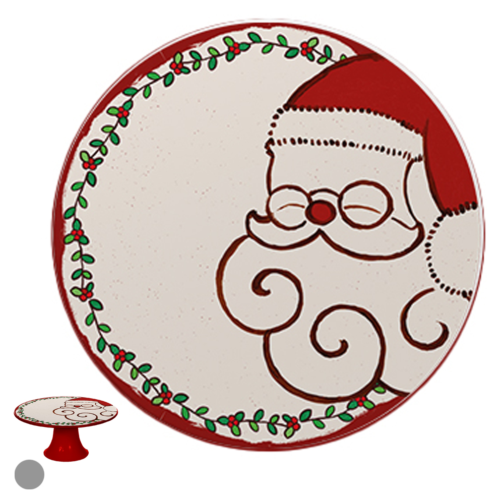 SUPORTE PARA BOLO GUACHE (VERMELHO VERDE) 22X22X10cm