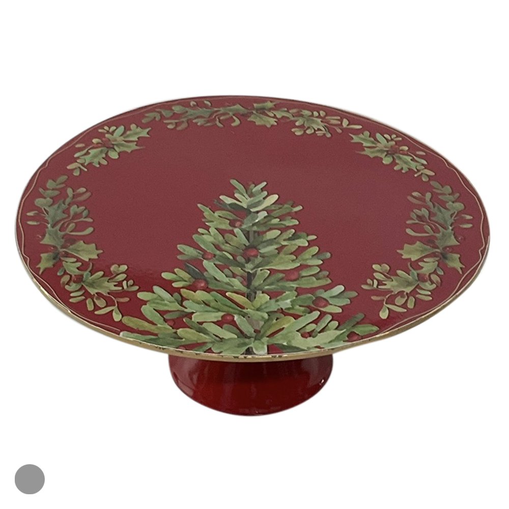 SUPORTE PARA BOLO PINHEIRINHO (VERMELHO VERDE) 33X33X14cm