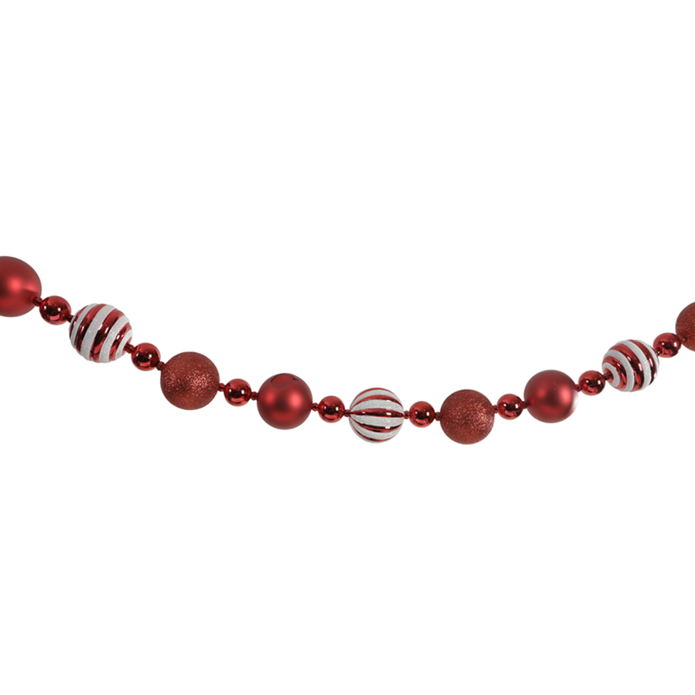 BOLAS DECORADAS CORDAO DE BOLAS NATAL (VERMELHO BRANCO) 2,46m