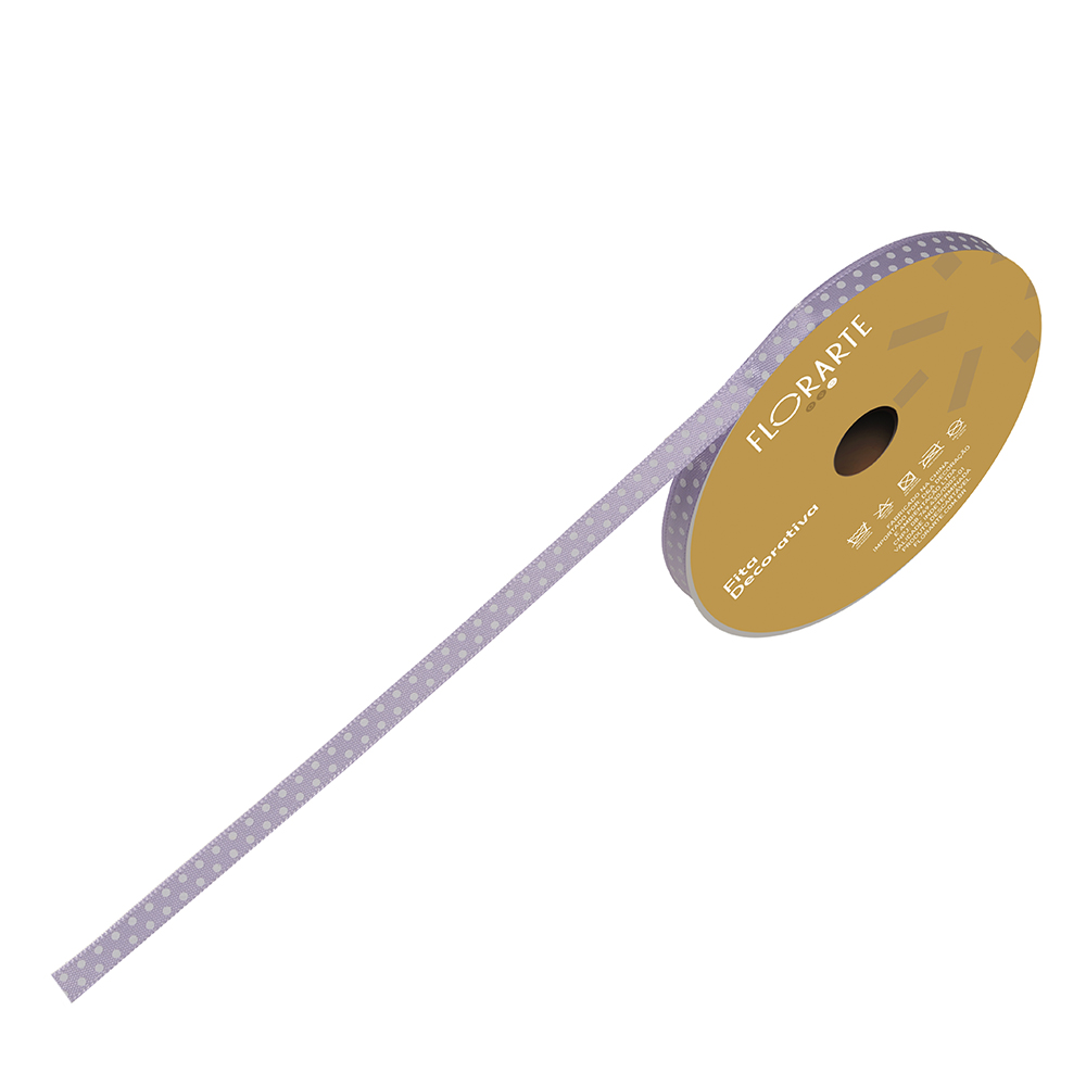 FITA CETIM DECORATIVA BOLINHA (LILAS) 0,7cmX9,14m