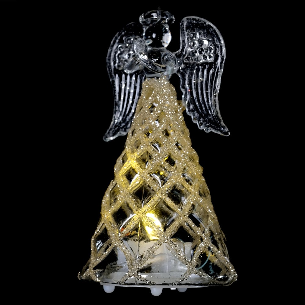 ENFEITE NATAL ANJO C/LED (TRANSPARENTE DOURADO) 9,9X5,6X5,6cm