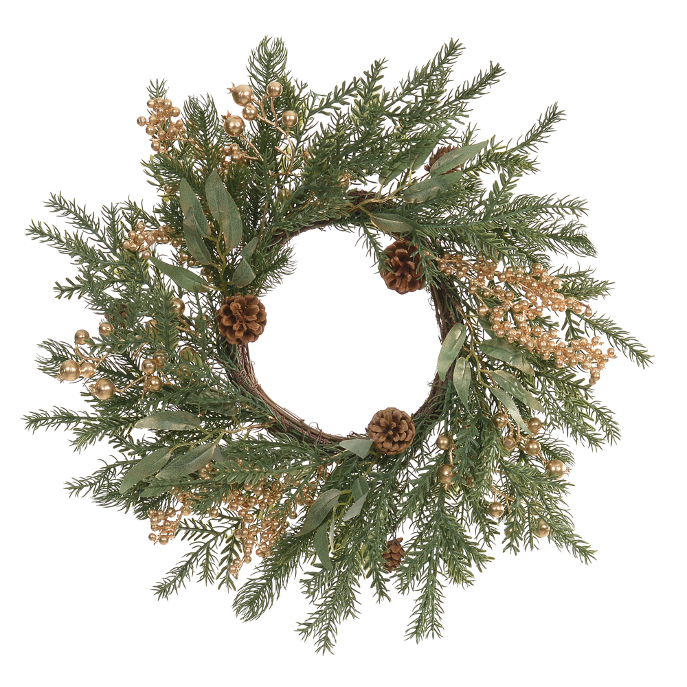 F.GUIRLANDA BERRY NATAL C/PINHA (DOURADO) 50cm