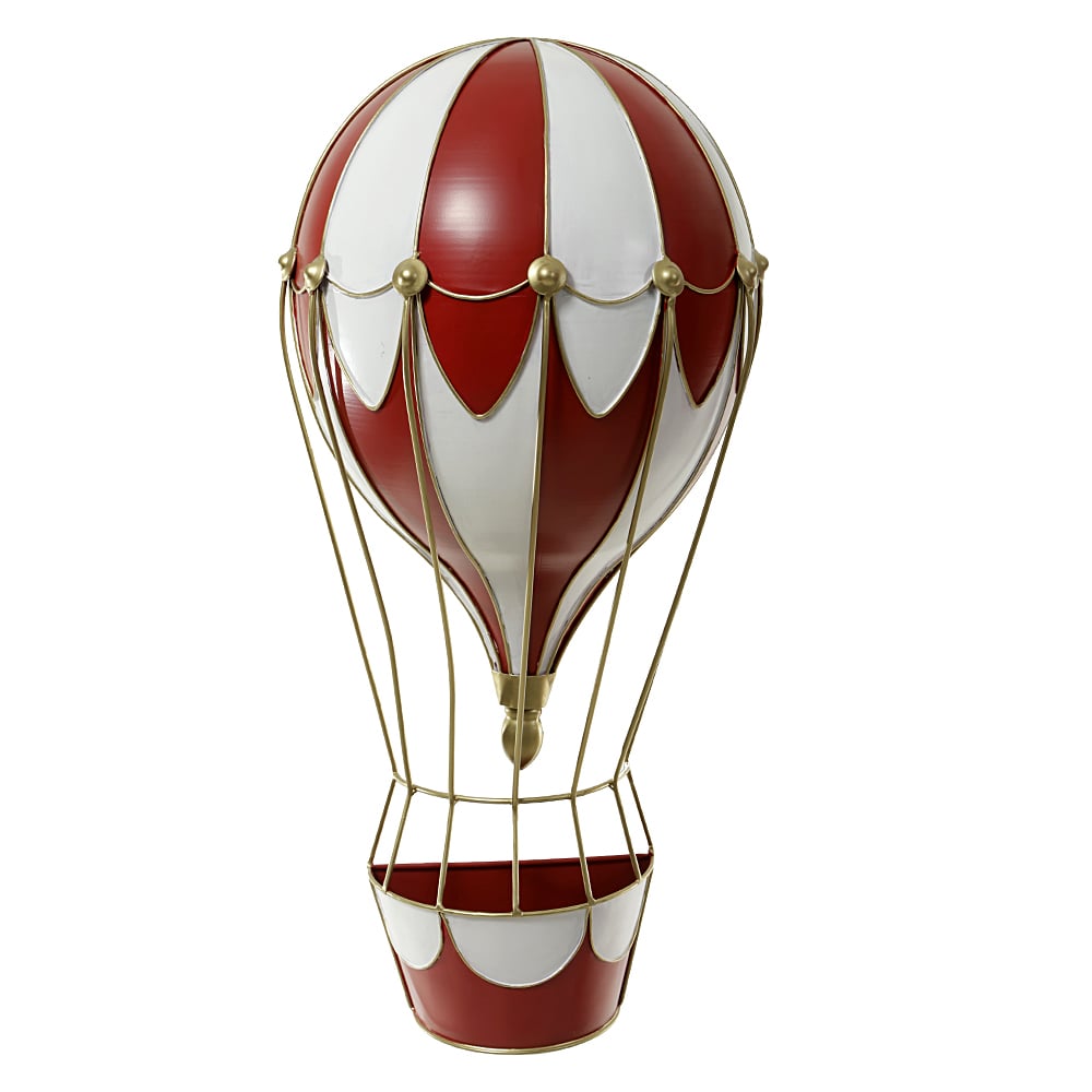 BALAO  DECORATIVO METAL. 62X31X15,5cm (VERMELHO BRANCO)