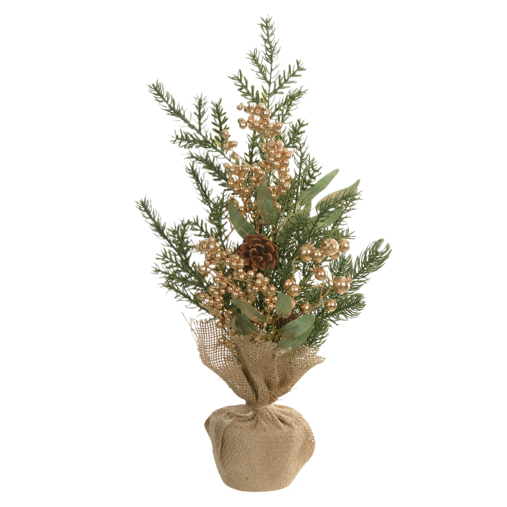 A.ARVORE NATAL BERRY C/JUTA (VERDE DOURADO) 50cm