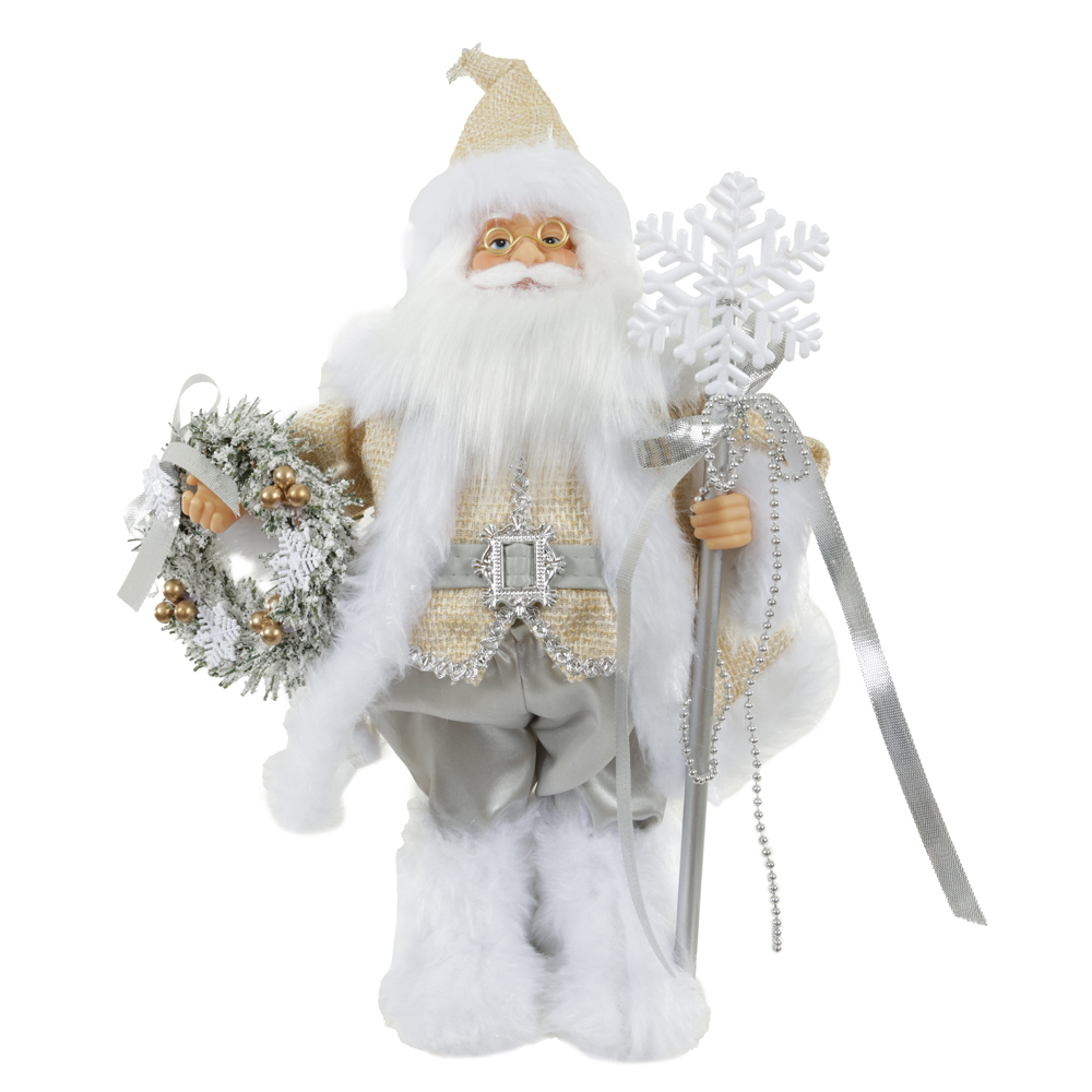 PAPAI NOEL NATAL EM PE (BEGE PRATA) 30cm