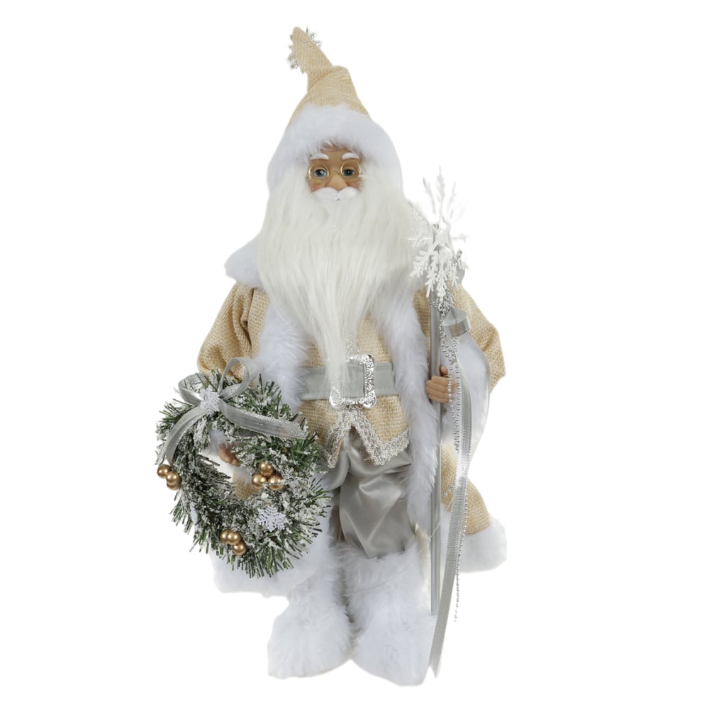 PAPAI NOEL NATAL EM PE (BEGE PRATA) 45cm