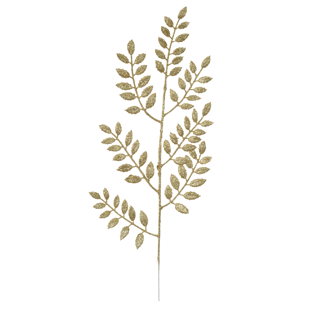 C.FOLHA NATAL C/GLITTER (DOURADO) 45cm