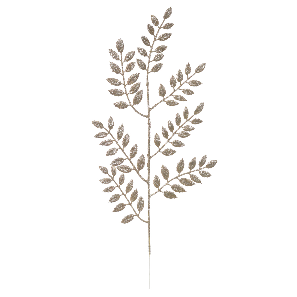 C.FOLHA NATAL C/GLITTER (CHAMPANHE) 45cm