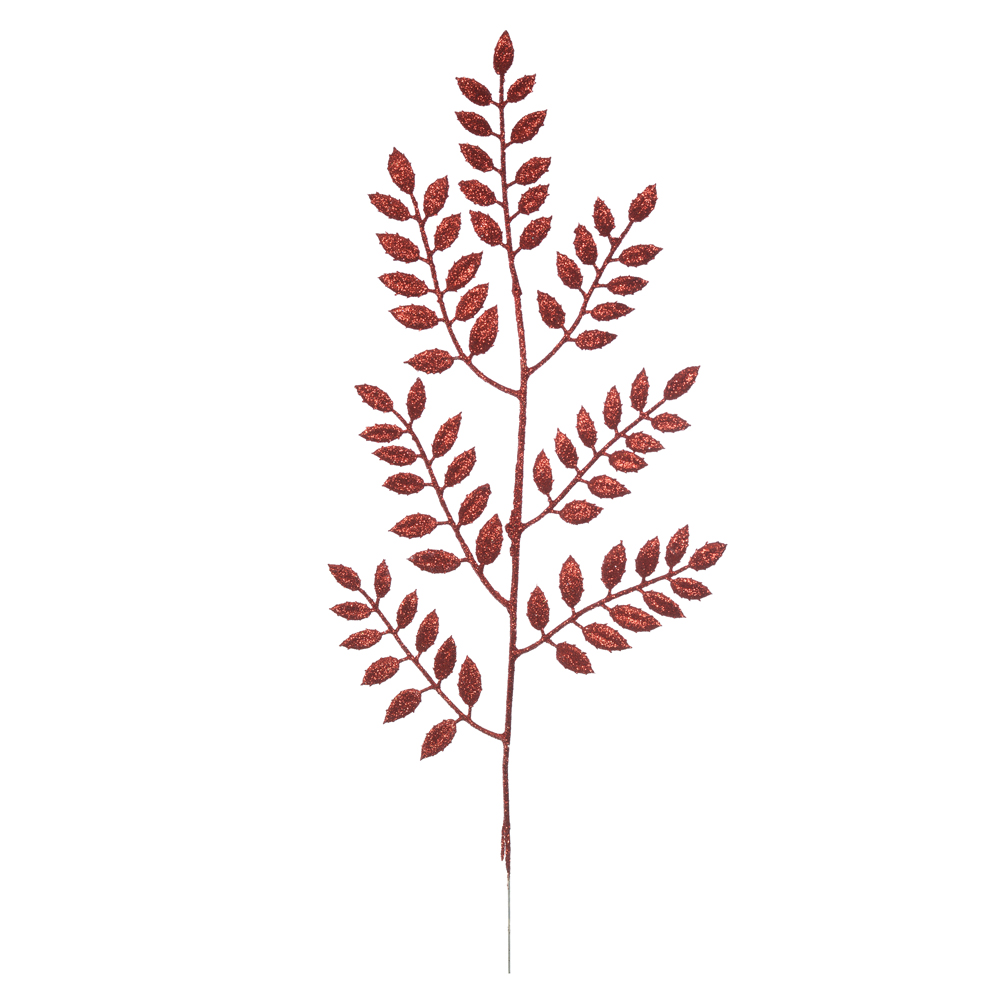 C.FOLHA NATAL C/GLITTER (VERMELHO) 45cm