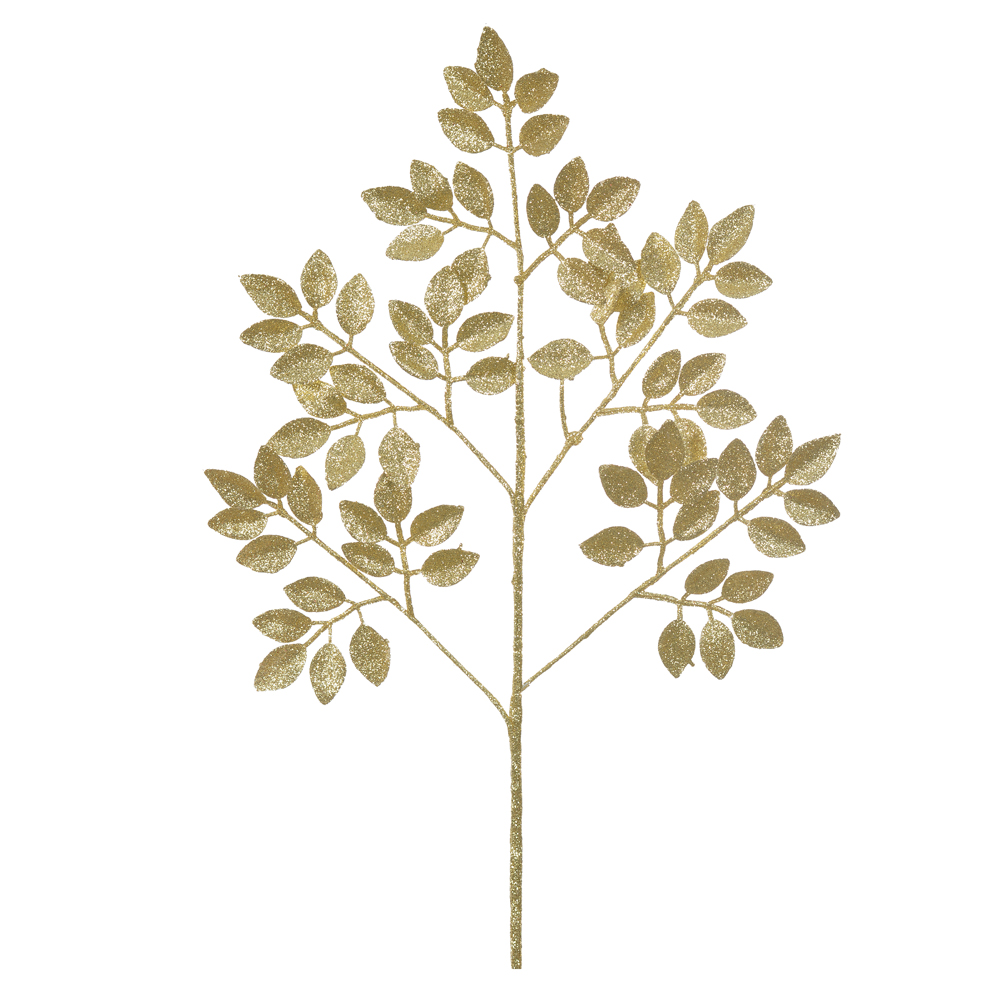 C.FOLHA NATAL C/GLITTER (DOURADO) 47cm