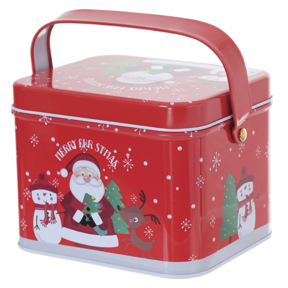 NATAL  LATA METAL 13X11X10cm (VERMELHO VERDE)