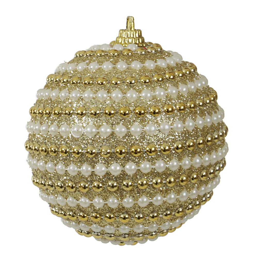 BOLA DECORADA NATAL C/3 (DOURADO) 10cm