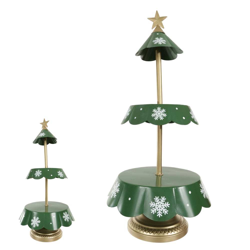ARVORE DECORATIVA  NATAL METAL C/2 ANDARES 67X31,5cm (VERDE DOURADO)
