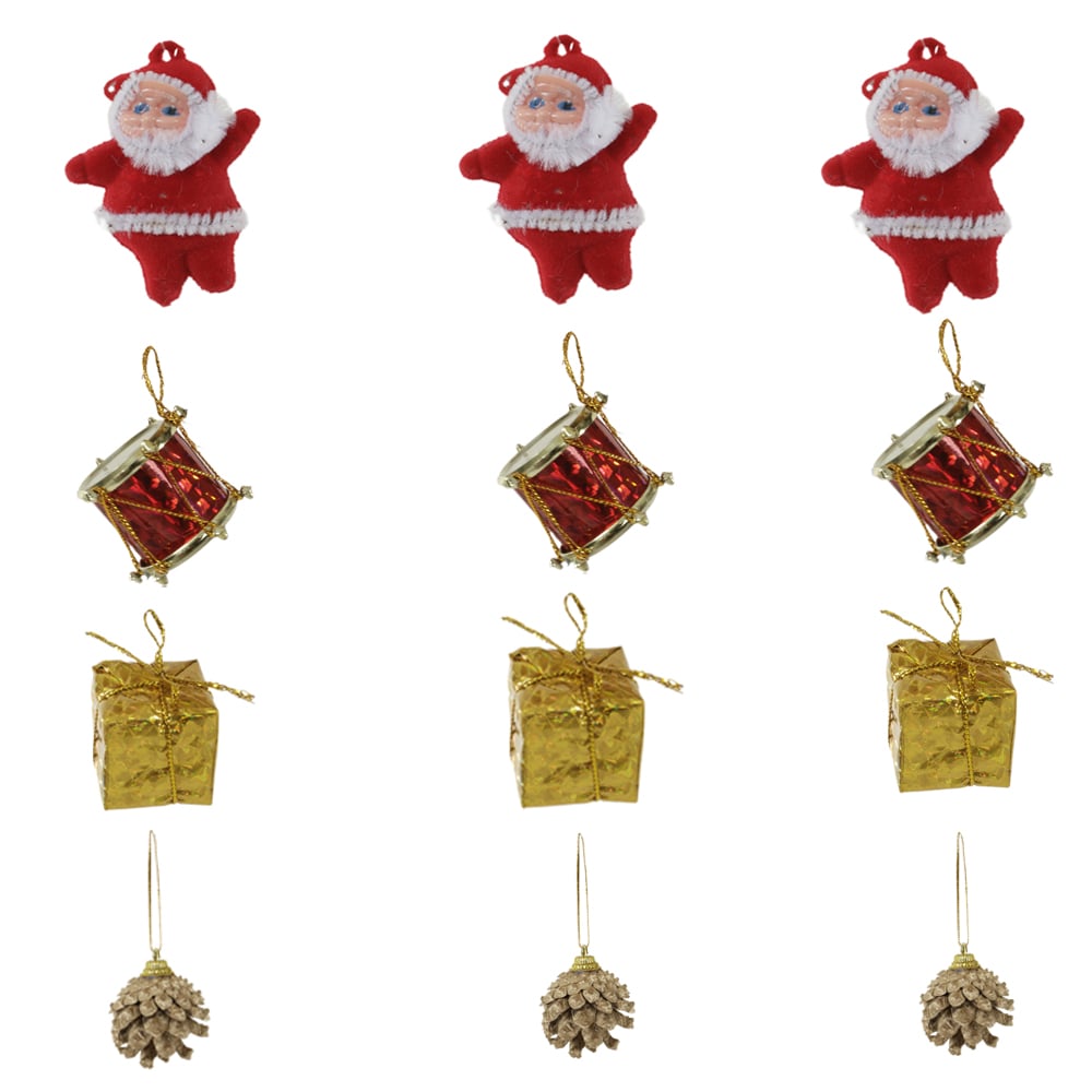 ENFEITE NATAL SORTIDO C/12 UND (DOURADO VERMELHO) 3cm