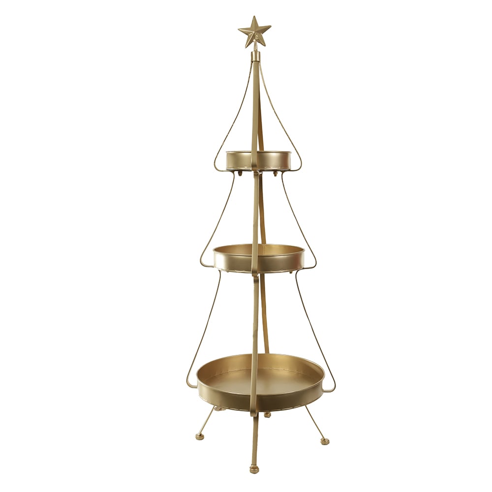 ARVORE DECORATIVA  NATAL METAL C/3 ANDARES 97X29,5cm (DOURADO)