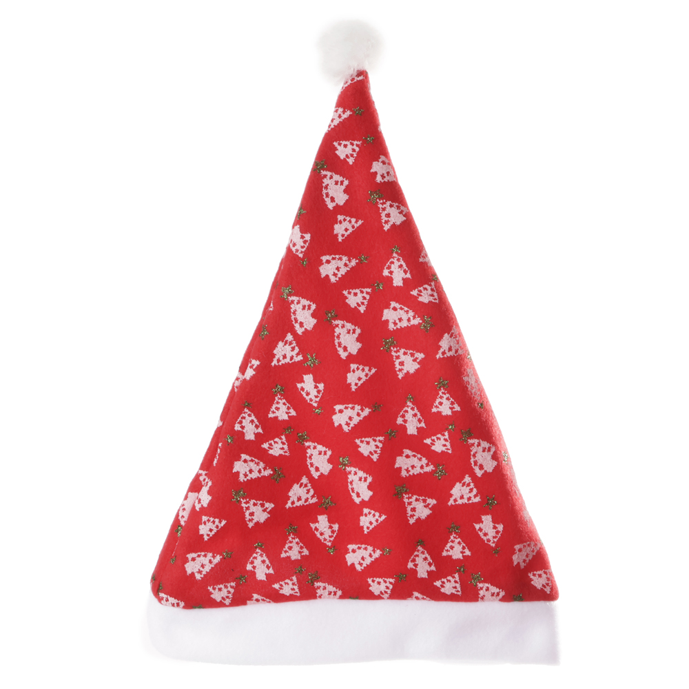GORRO NATAL ARVORES FELTRO (VERMELHO BRANCO) 38X27cm