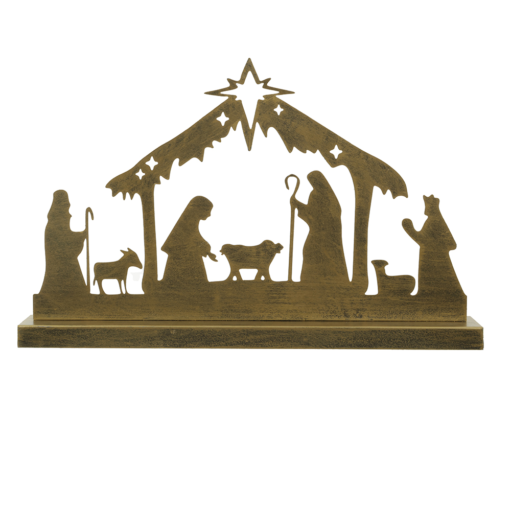 PRESEPIO DECORATIVO  NATAL METAL 26X41,5cm (DOURADO)