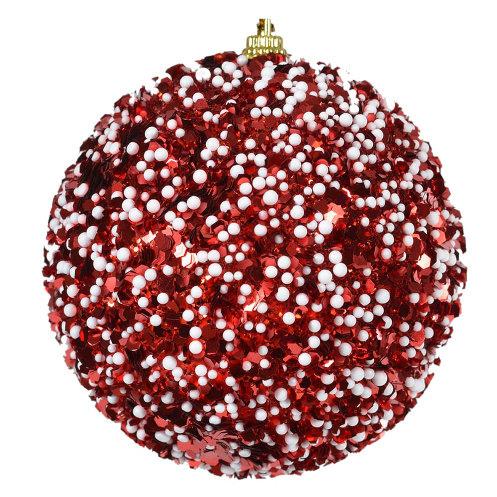 BOLA DECORADA NATAL (VERMELHO) 10cm