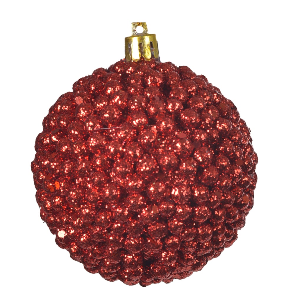 BOLA DECORADA NATAL (VERMELHO) 8cm